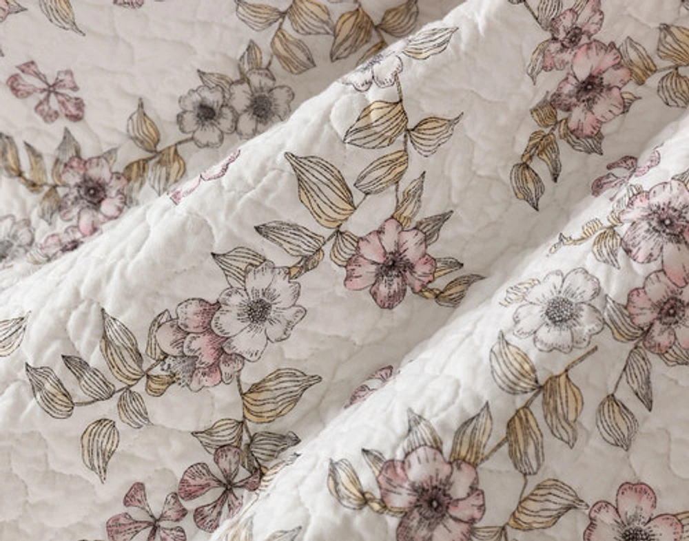 Kalbarri Cotton Quilt Set, Floral, Pink, Queen