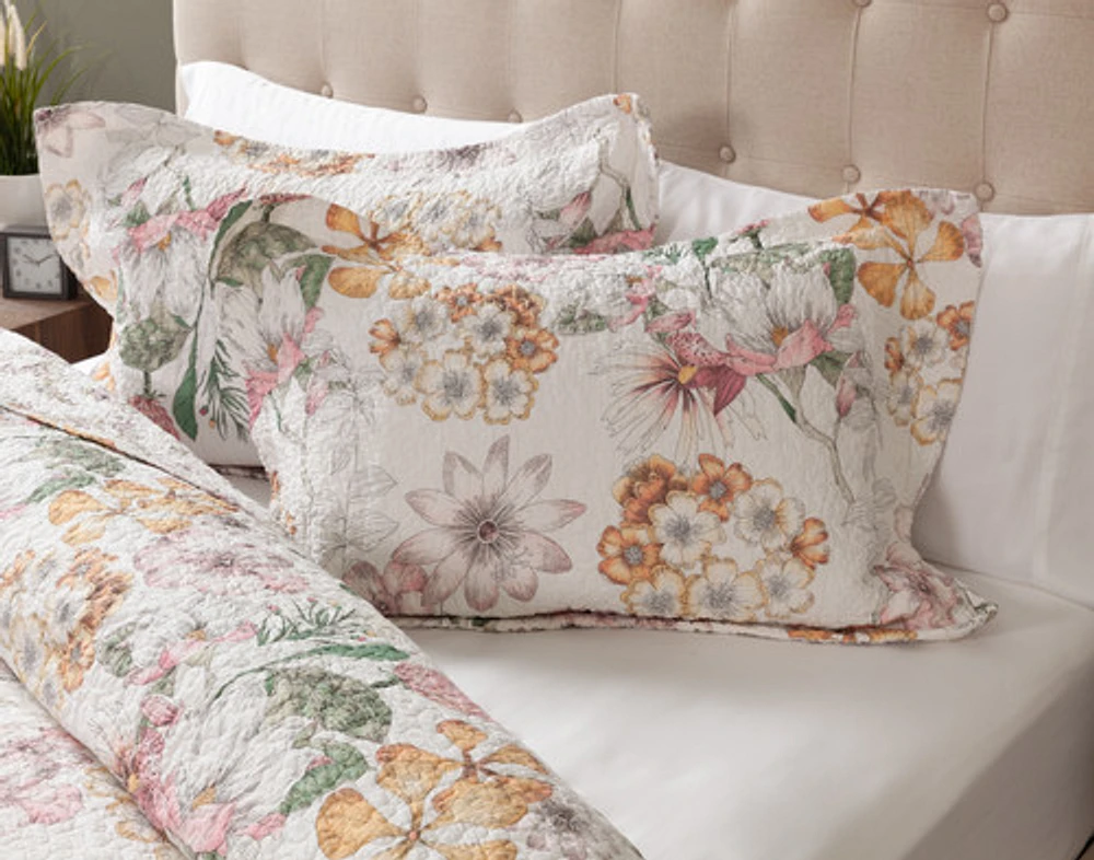 Kalbarri Cotton Quilt Set, Floral, Pink, Queen