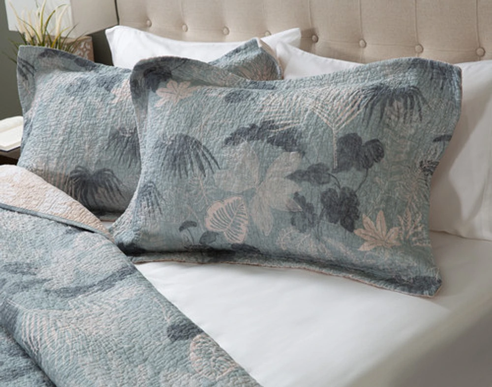 Retreat Cotton Quilt Set, Floral, Brown, Queen