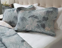 Retreat Cotton Quilt Set, Floral, Brown, Queen