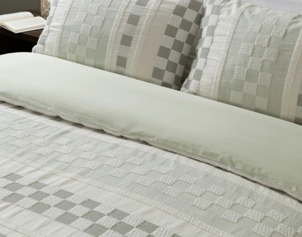 Tazio Duvet Cover, Cotton Set, Geometric, Green,