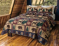 Deer Creek Cotton Quilt Set, Scenic, Brown,