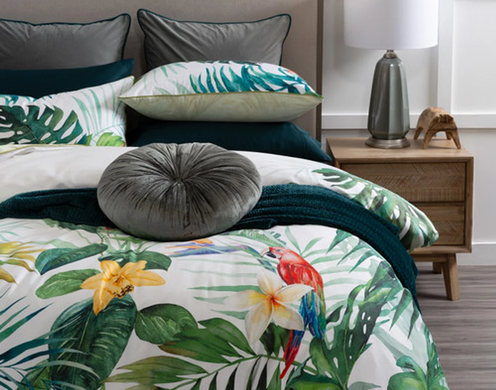 Palawan Tropical Duvet Cover, Cotton Set, Botanical, Green,