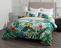 Palawan Tropical Duvet Cover, Cotton Set, Botanical, Green,