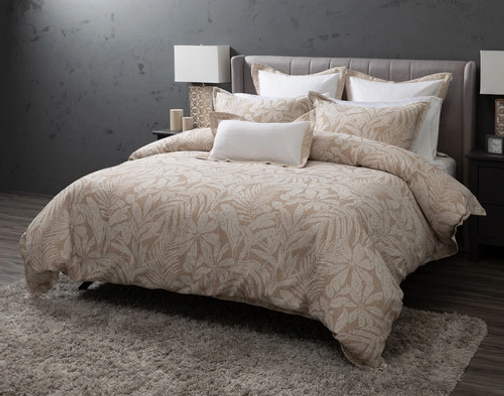 Dorado Duvet Cover, Cotton, Botanical, Beige,