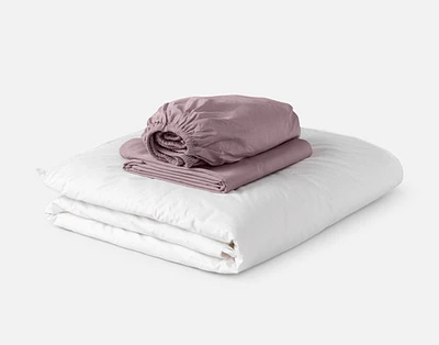 3-Piece Crib-Sized Bamboo Cotton Bedding Bundle - Orchid, RDS Certified, Purple