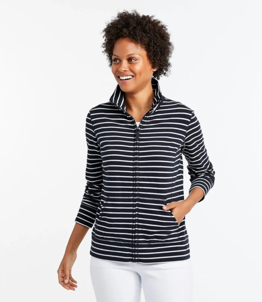 Women's Ultrasoft Sweats, Full-Zip Mock-Neck Jacket Stripe