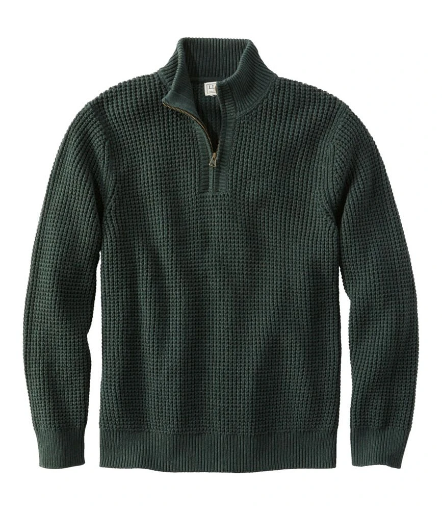 Men's Organic Cotton Waffle Sweater, Quarter Zip