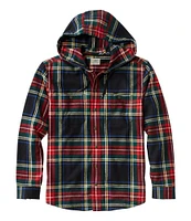 Men's Scotch Plaid Flannel Hooded Shirt, Slightly Fitted