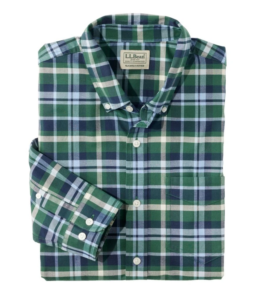 Men's Comfort Stretch® Oxford Shirt, Slightly Fitted Untucked Fit, Plaid