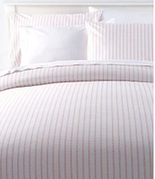 Sunwashed Percale Comforter Cover, Stripe Leaf