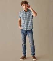 Men's Comfort Stretch® Oxford, Slightly Fitted Untucked Fit, Short-Sleeve, Plaid