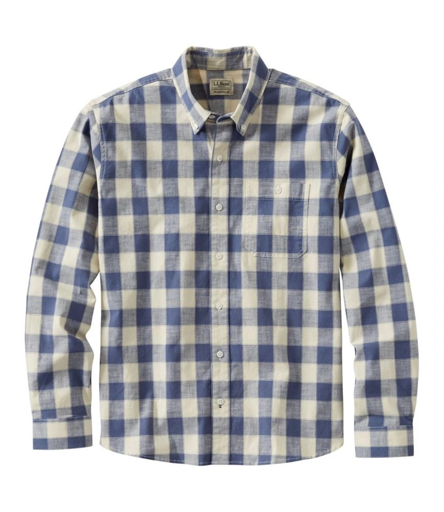 Men's Comfort Stretch® Chambray Shirt, Traditional Untucked Fit, Long-Sleeve, Print