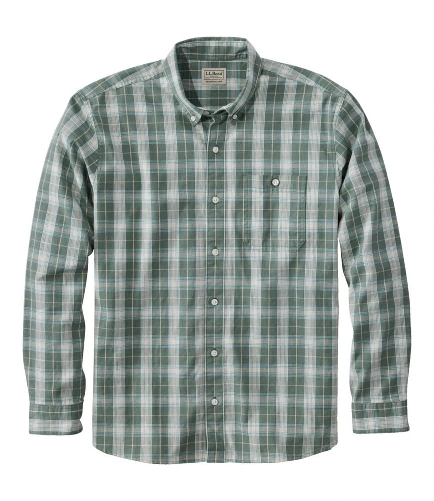 Men's Comfort Stretch® Chambray Shirt, Traditional Untucked Fit, Long-Sleeve, Print