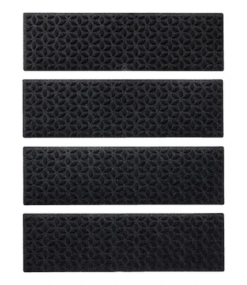 Heavyweight Waterhog Mat, Stair Treads, Set of Four, Blooming Circles