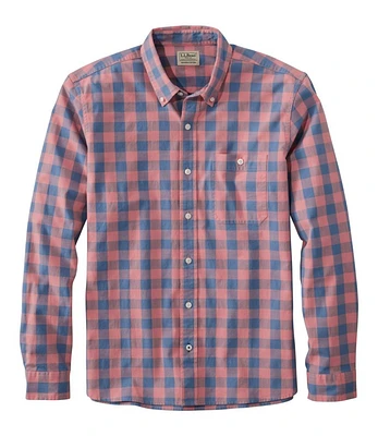 Men's Comfort Stretch® Chambray Shirt, Long-Sleeve, Slightly Fitted Untucked Fit, Plaid