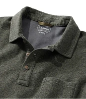 Men's Washed Cotton Double-Knit Polo, Long-Sleeve