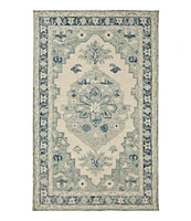 Floral Border Wool Tufted Rug