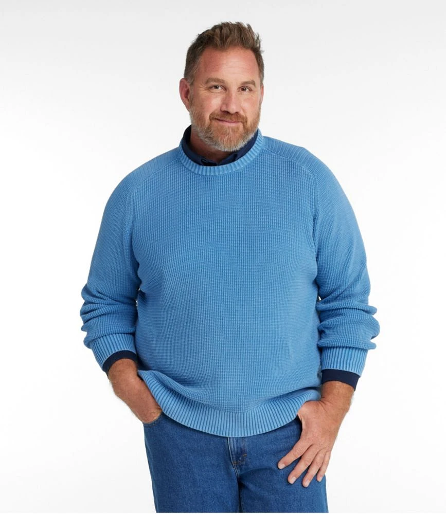 Men's Sunwashed Textured Cotton Sweater, Crewneck