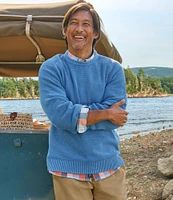 Men's Sunwashed Textured Cotton Sweater, Crewneck
