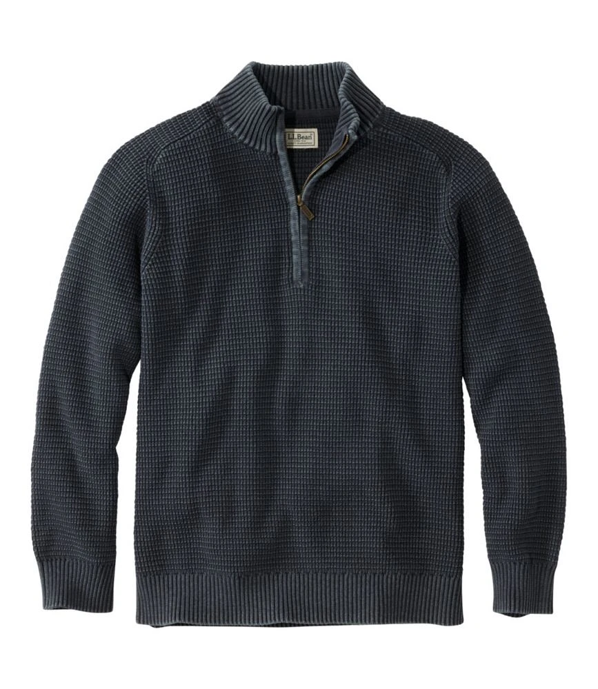 Men's Sunwashed Textured Cotton Sweater, Quarter-Zip