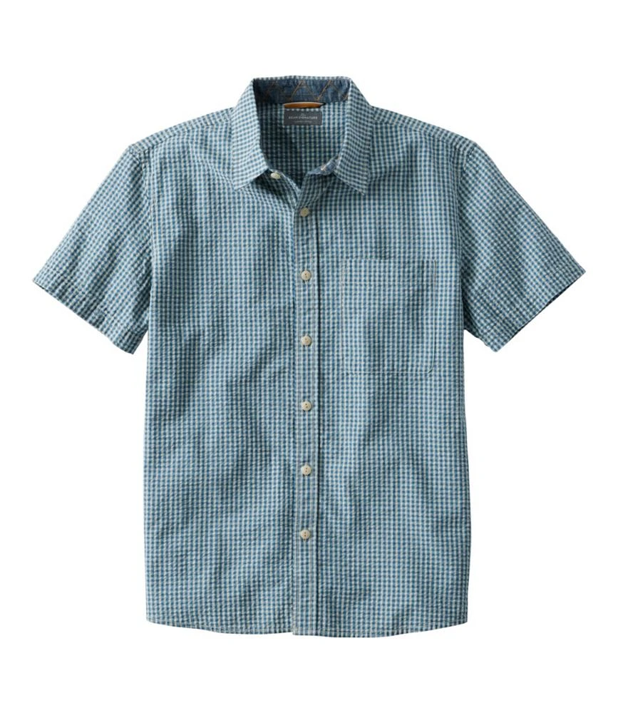 Men's Signature Seersucker Madras Shirt, Slightly Fitted, Short-Sleeve