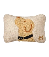 Wool Hooked Throw Pillow, Yellow Labrador, 8" x 12"