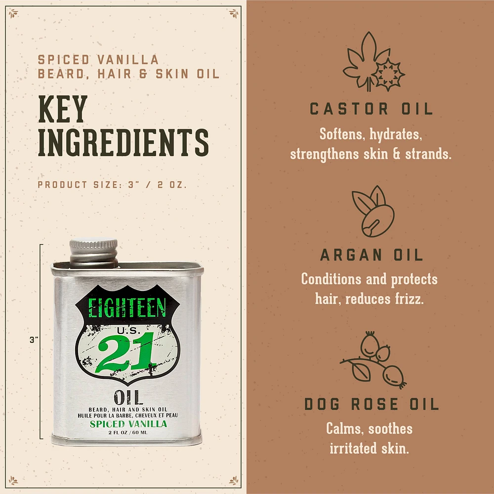 18.21 Man Made Beard, Hair & Skin Oil Spiced Vanilla