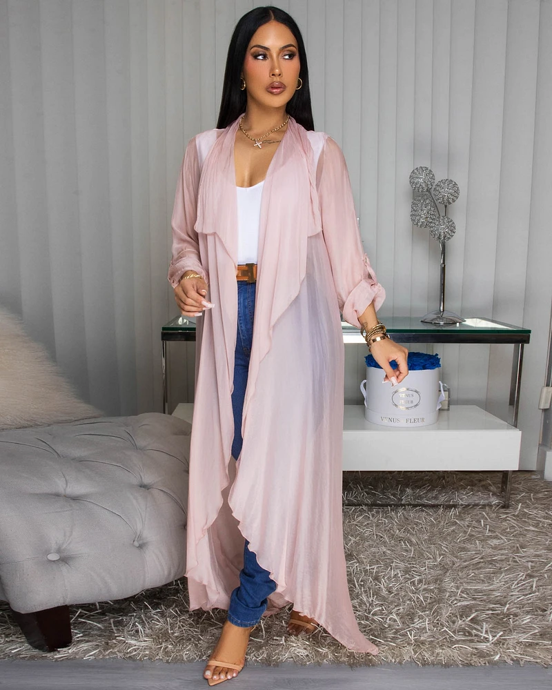 Gloriana Blush Silky Sheer Long Duster