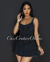 Plara Grey Distressed Ribbed Skort Dress