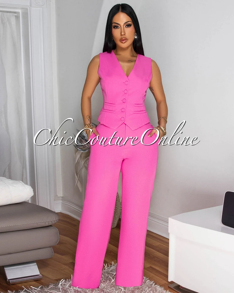 Neyole Bubblegum Pink Vest Pants Set