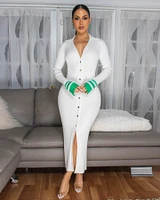 Kassidy Off-White Ribbed BodyCon Maxi Dress