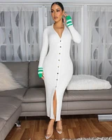 Kassidy Off-White Ribbed BodyCon Maxi Dress