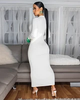 Kassidy Off-White Ribbed BodyCon Maxi Dress