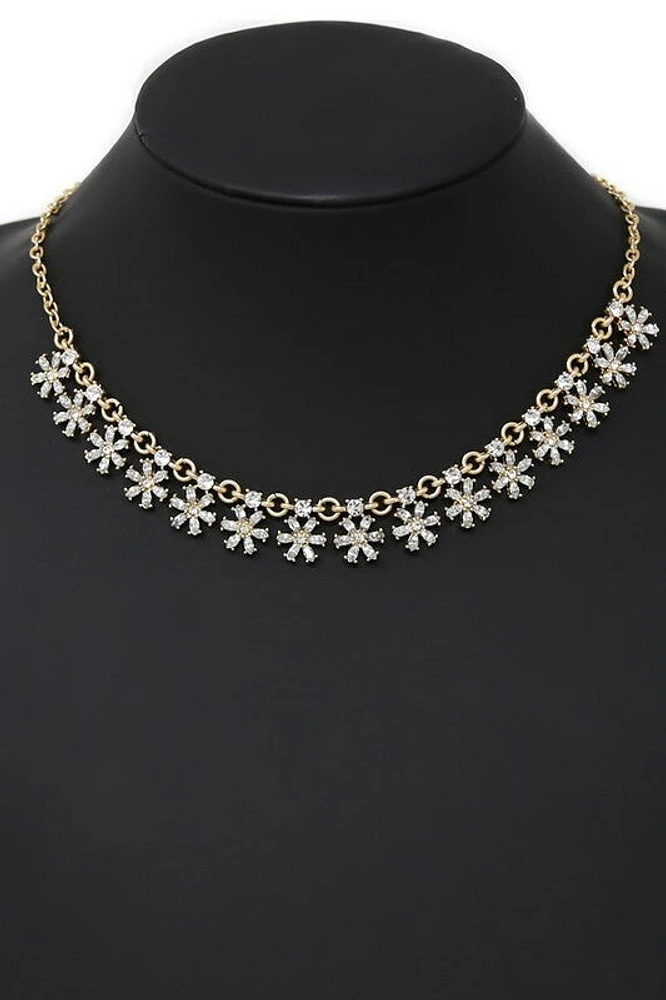 Hugo Gold Mini Flower Statement Short Necklace