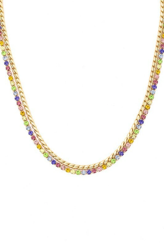 Jordyn Gold Layered Rhinestone Chain Link Necklace