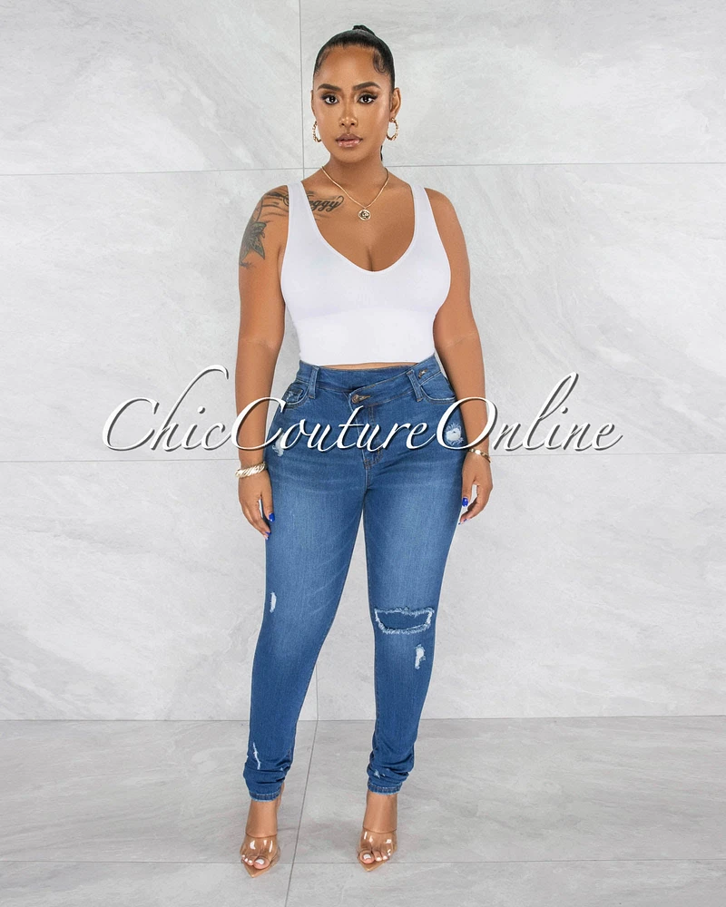 *Jamila Medium Denim Distressed Jeans
