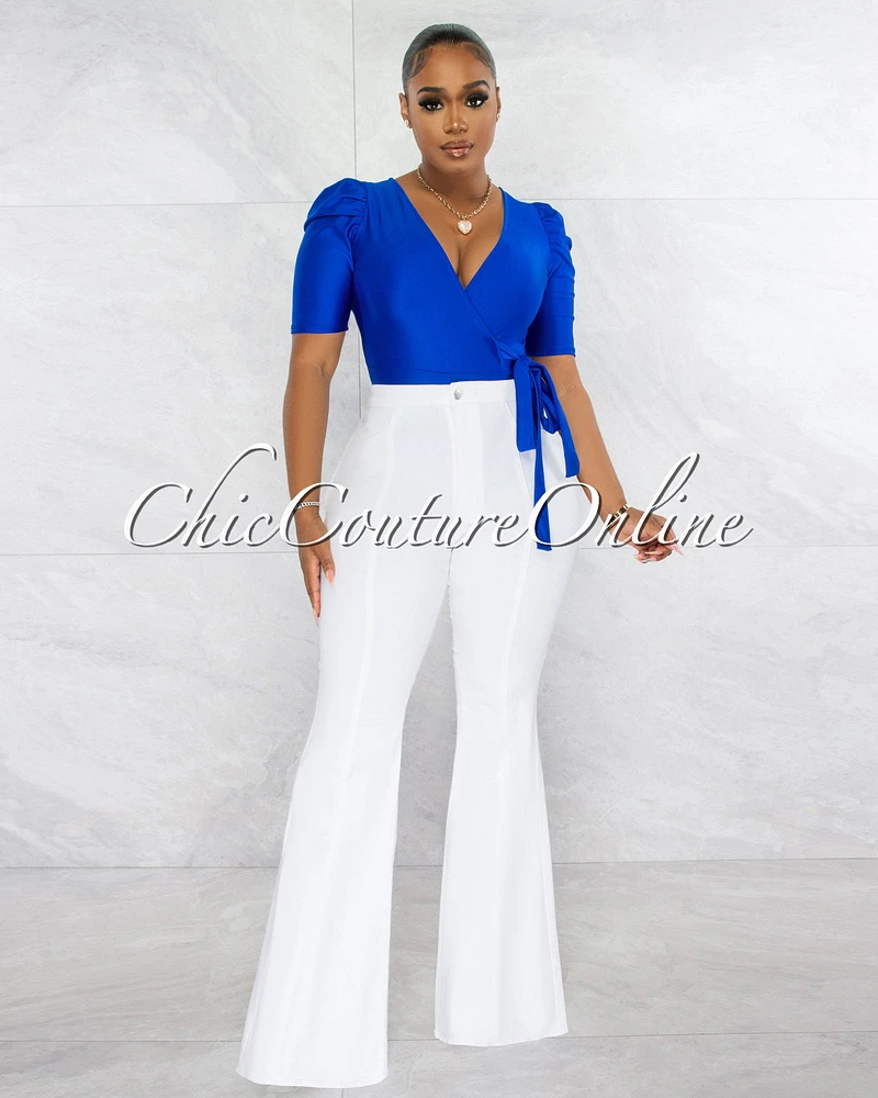 *Paina Off-White Denim Bell Legs Jeans