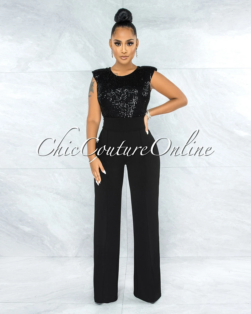 Marcie Black High Waist Straight Legs Pants