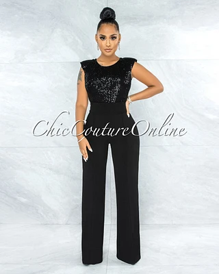 Marcie Black High Waist Straight Legs Pants