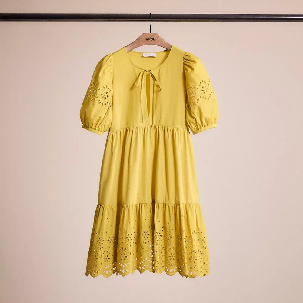 Restored Broderie Anglaise Puff Sleeve Dress Organic Cotton