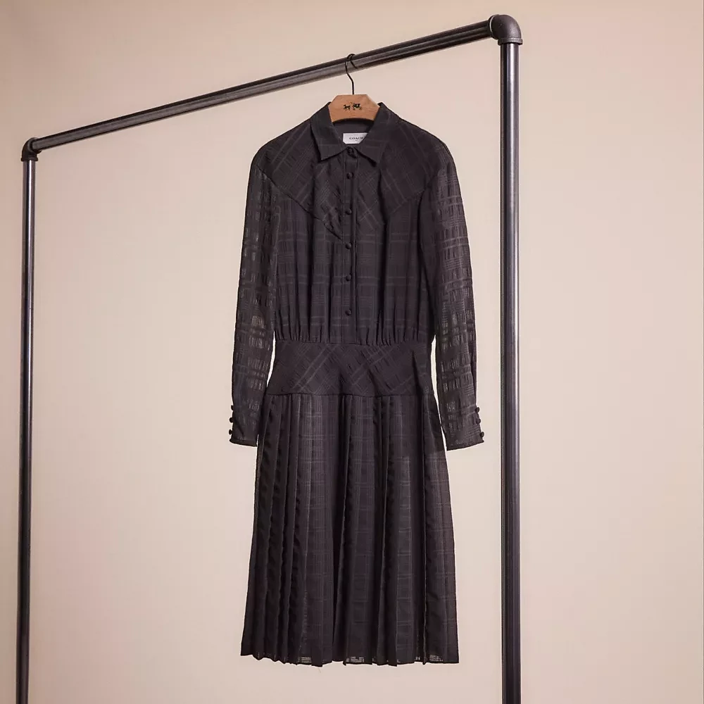 Restored Plaid Pleated Shirt Dress
