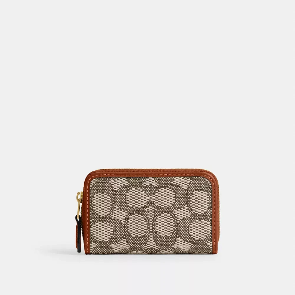 Essential Small Zip Around Card Case In Signature Jacquard