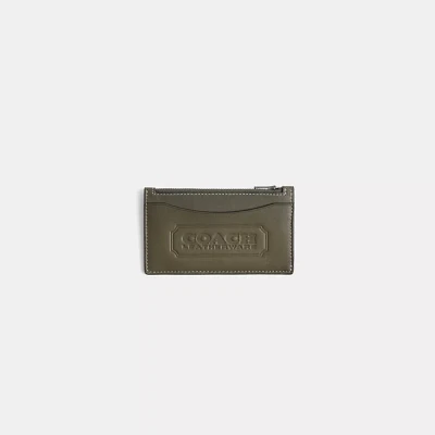 Restored Zip Card Case With Coach Badge