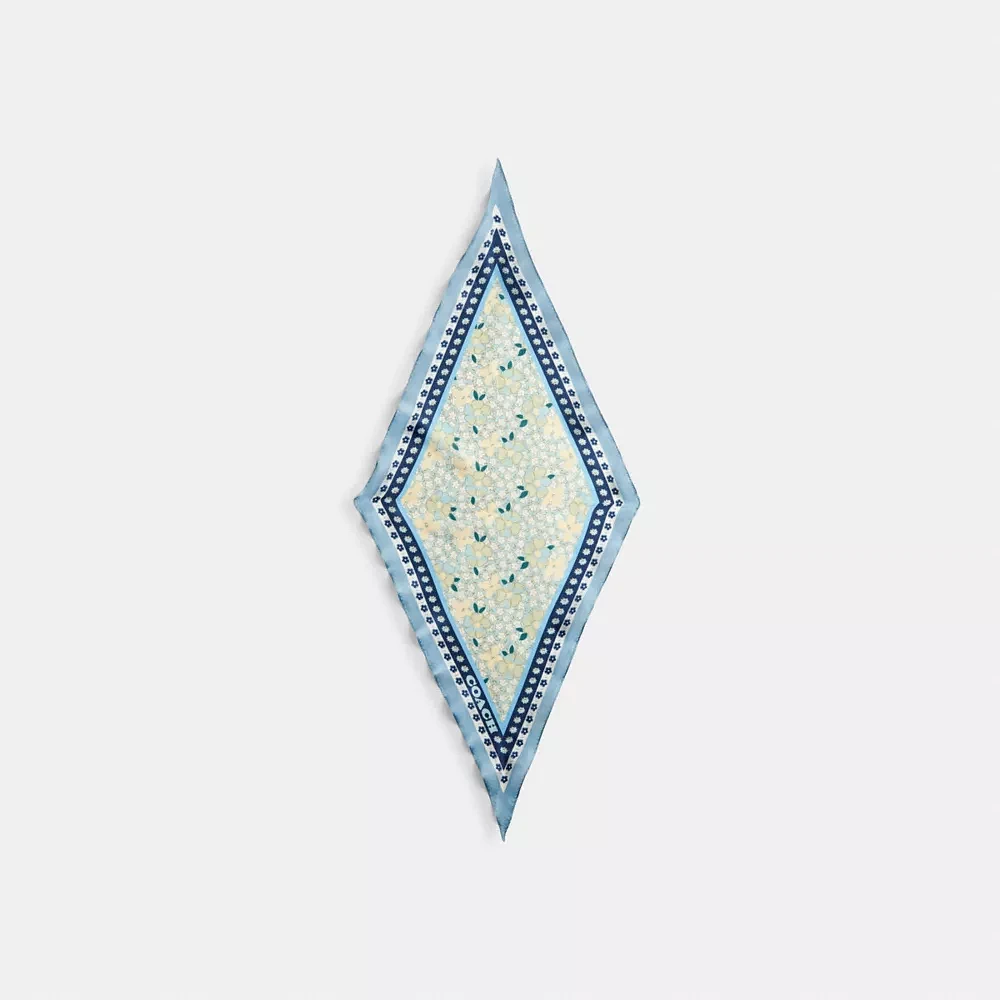 Vintage Floral Print Silk Diamond Scarf