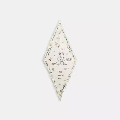 Sketch Print Silk Diamond Scarf