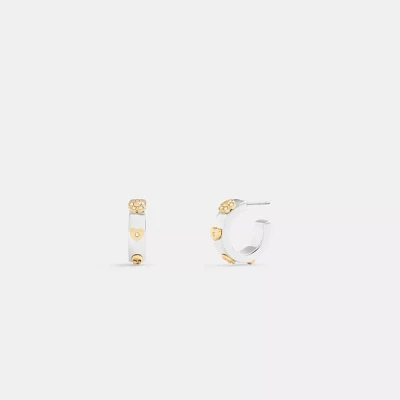 Pavé Tea Rose And Heart Hoop Earrings