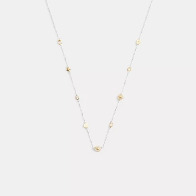 Pavé Tea Rose And Heart Station Necklace