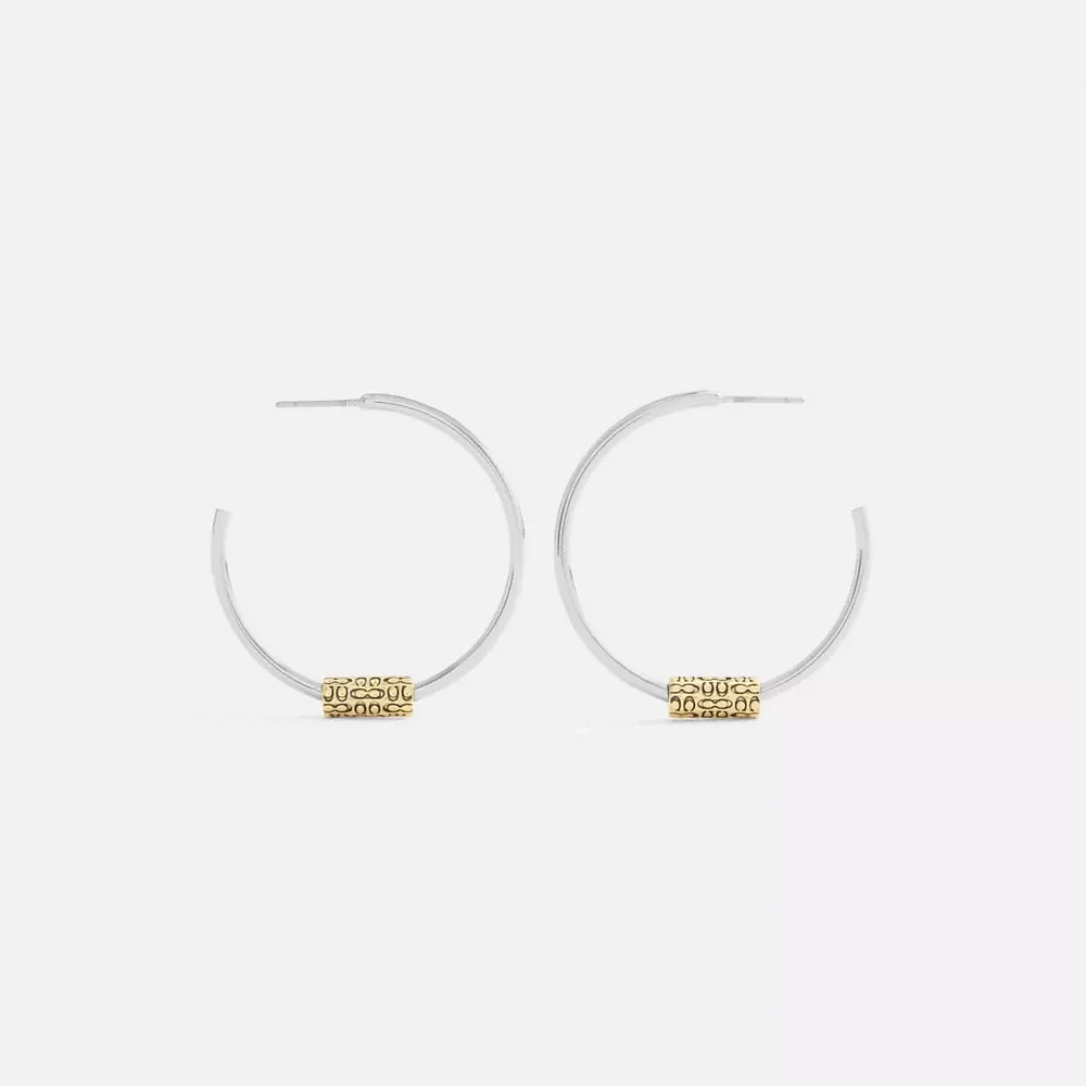 Quilted Signature Bead Large Hoop Earrings