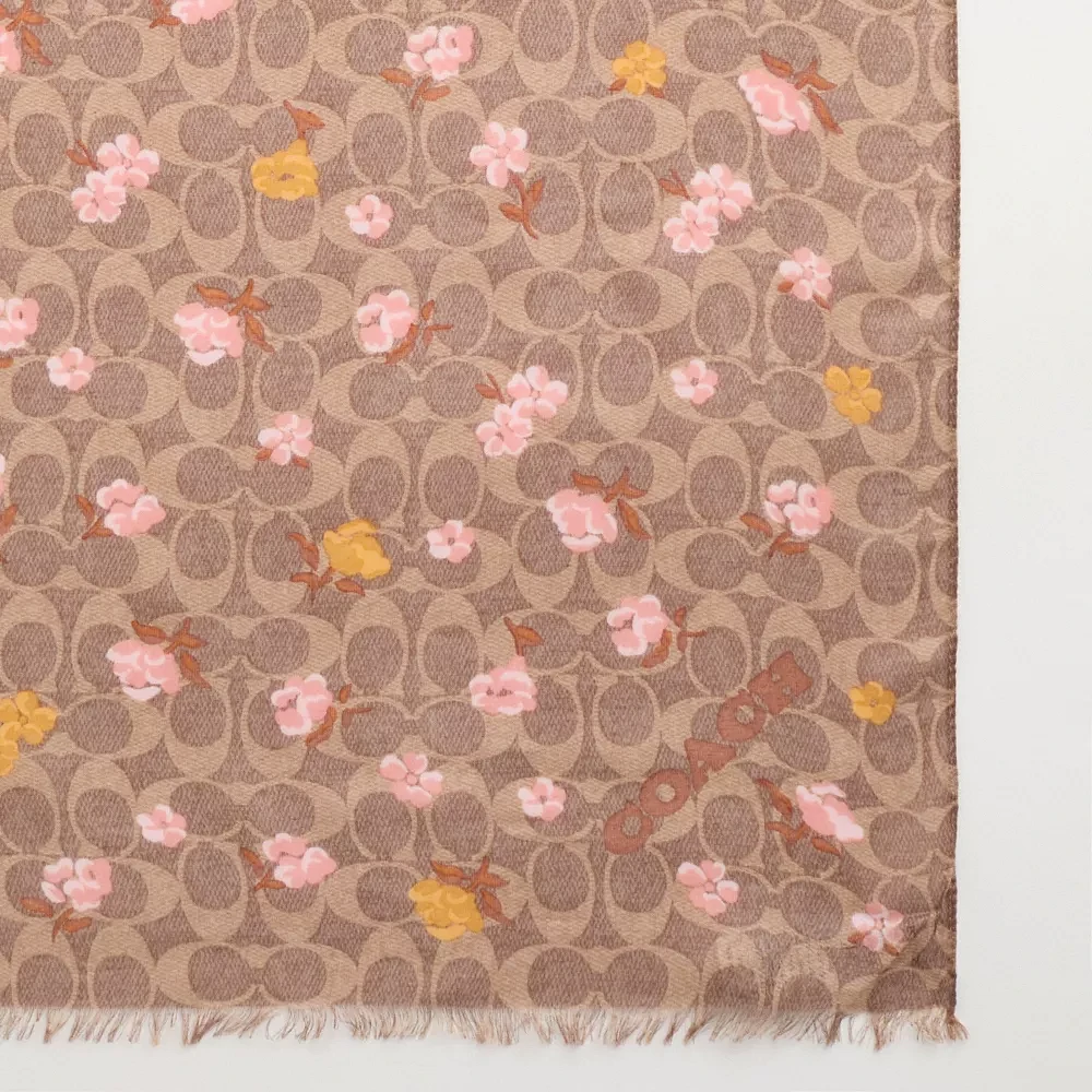 Restored Signature Floral Bouquet Print Oblong Scarf